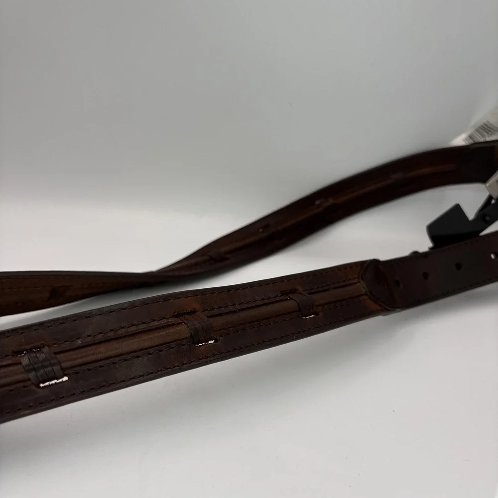 Columbia Leather Belt Mens 38 Brown Western Stitch Detail‎ Casual Buckle